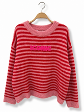 Laden Sie das Bild in den Galerie-Viewer, Gestreifter ICONIC-Pullover – neu interpretierter maritimer Stil AP196: Bordeaux / Standardmäßig / Eine Größe