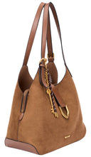 Laden Sie das Bild in den Galerie-Viewer, SCHULTERTASCHE AUS WILDLEDER MIT ANHÄNGER: BURGUNDY