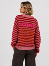 Laden Sie das Bild in den Galerie-Viewer, Gestreifter ICONIC-Pullover – neu interpretierter maritimer Stil AP196: Bordeaux / Standardmäßig / Eine Größe